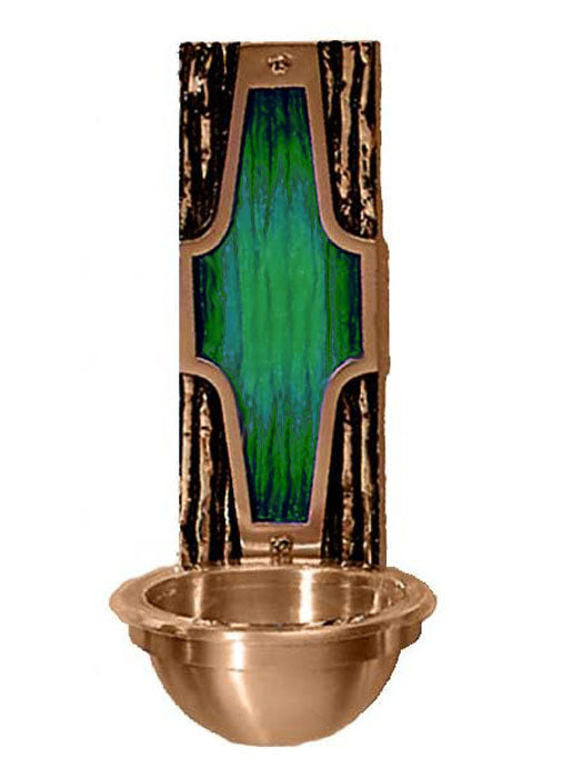 Contemporary Rugged Cross Holy Water Font with Color Backplate - no. 2537-83B
