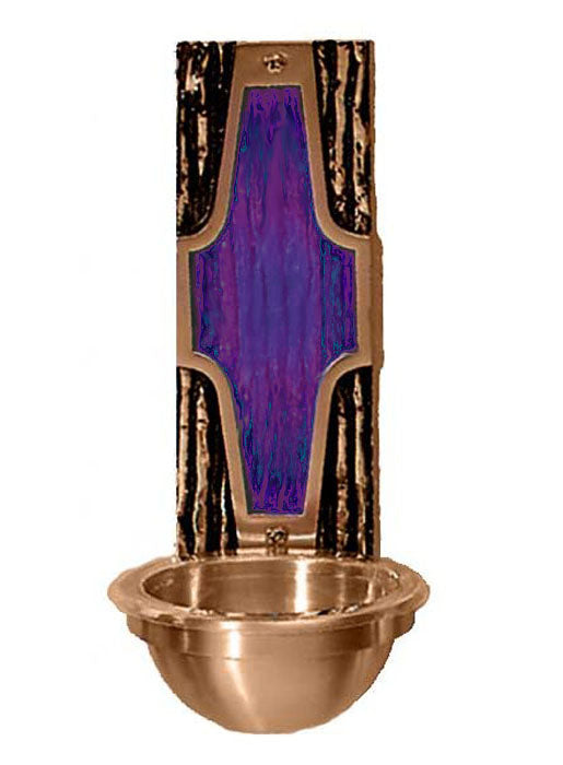 Contemporary Rugged Cross Holy Water Font with Color Backplate - no. 2537-83B