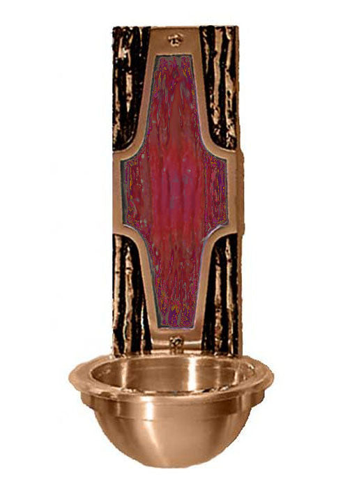 Contemporary Rugged Cross Holy Water Font with Color Backplate - no. 2537-83B