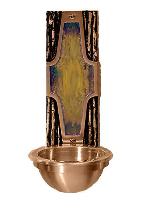 Contemporary Rugged Cross Holy Water Font with Color Backplate - no. 2537-83B