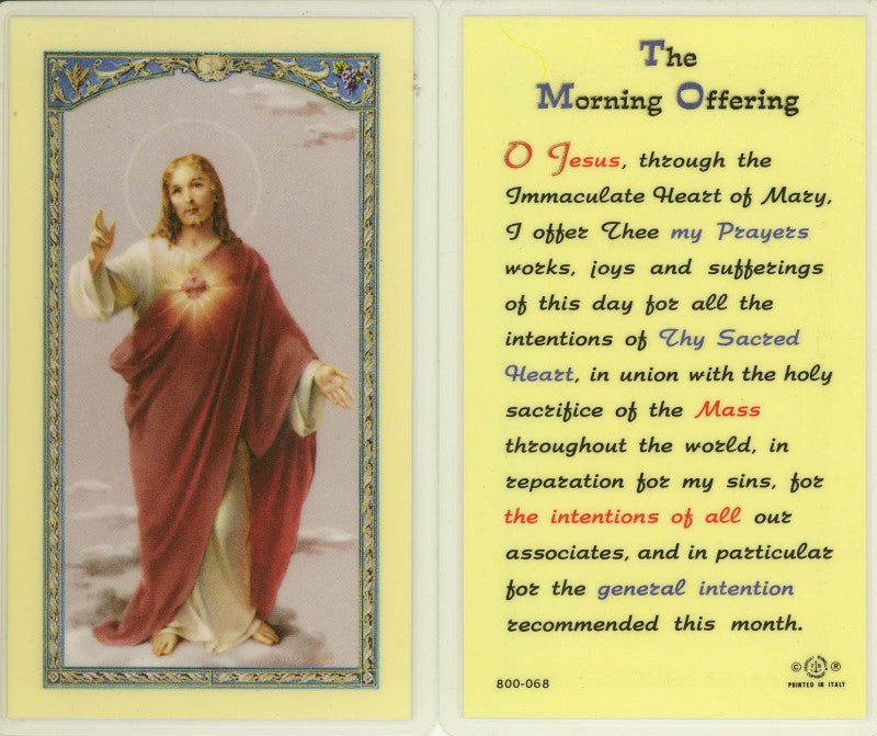Morning Offering with Sacred Heart of Jesus Holy Card - 800-068