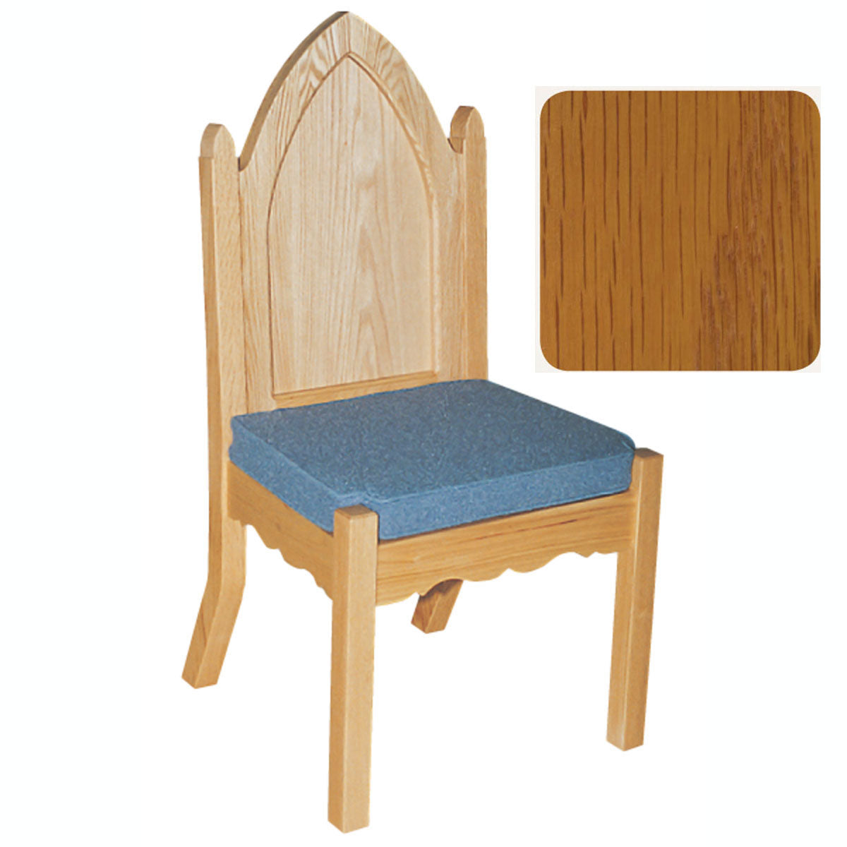 Golden Oak Finish Gothic Style Side Chair with Padded Seat 972S