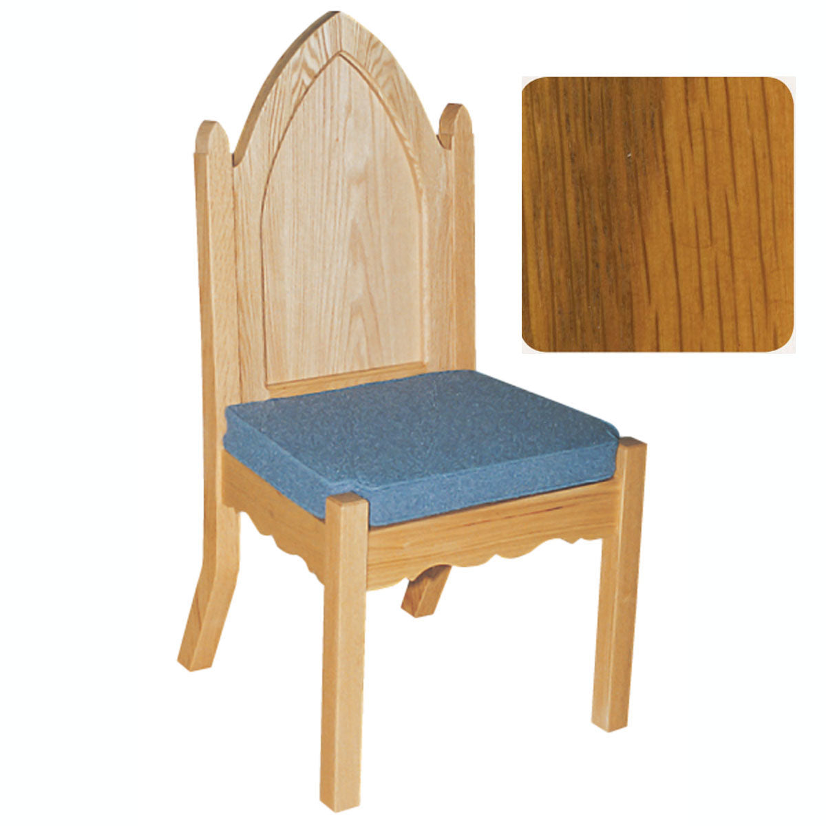 Harvest Oak Finish Gothic Style Side Chair with Padded Seat 972S