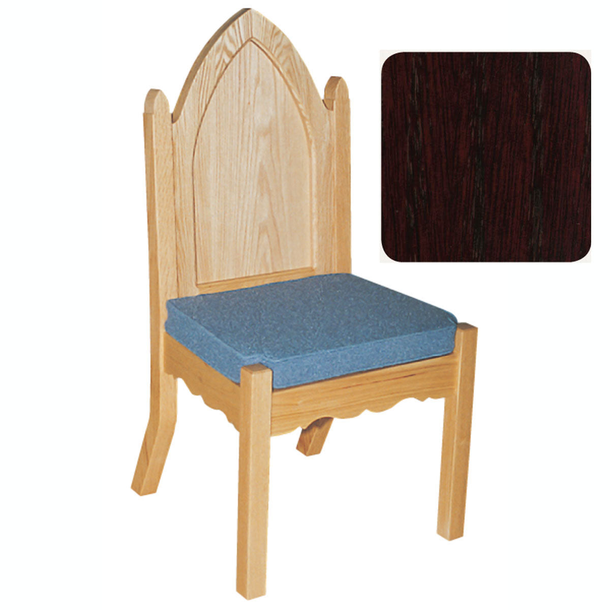Mahogany Finish Gothic Style Side Chair with Padded Seat 972S