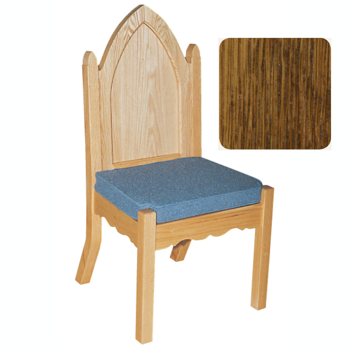 Medium Oak Finish Gothic Style Side Chair with Padded Seat 972S