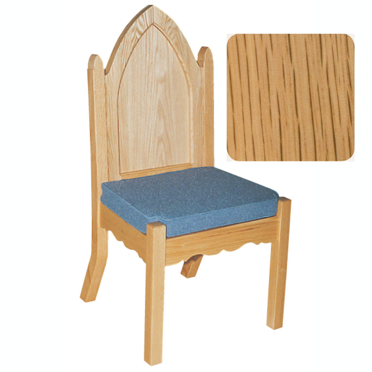 Natural Oak Finish Gothic Style Side Chair with Padded Seat 972S
