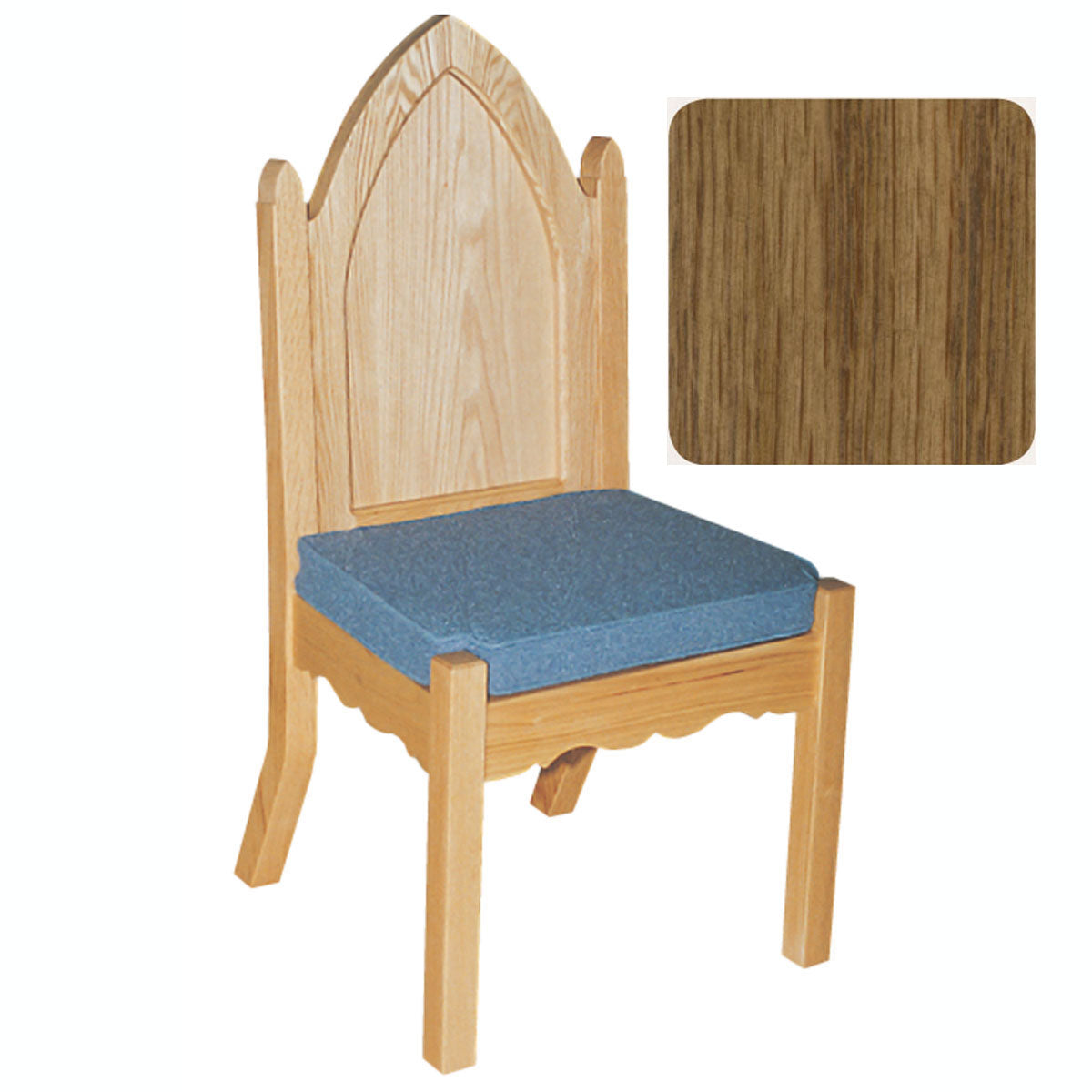 Pecan Oak Finish Gothic Style Side Chair with Padded Seat 972S