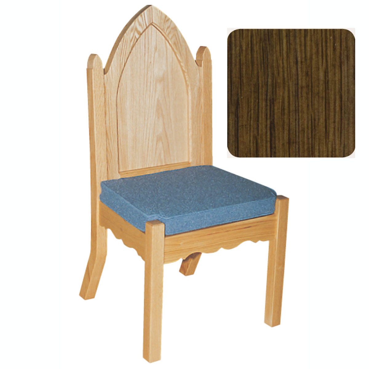 Walnut Finish Gothic Style Side Chair with Padded Seat 972S