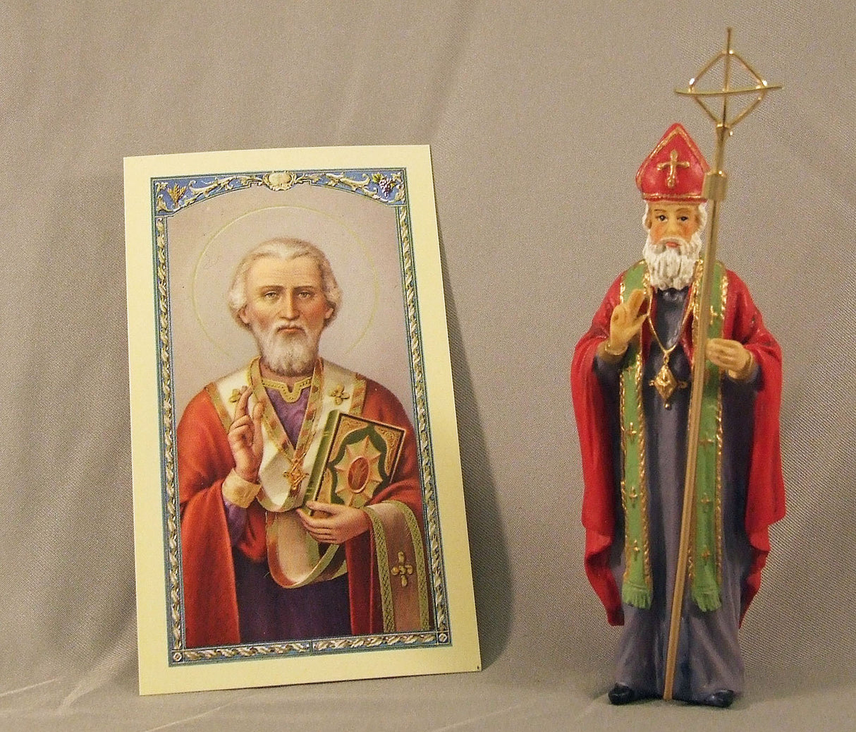St Nicholas 4.5 inch boxed figure and holy card
