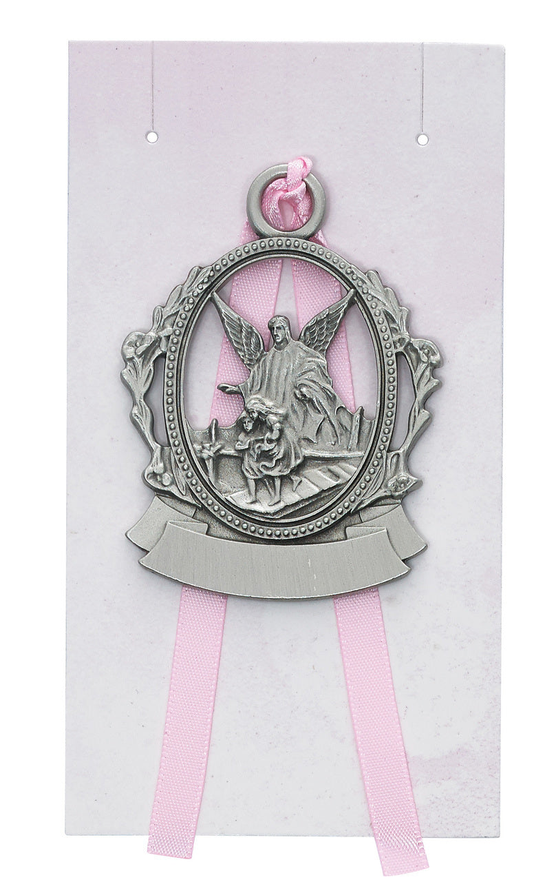 Pink Engravable Pewter Crib Medal