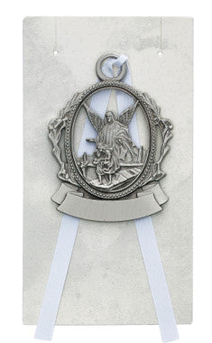 Blue Engravable Pewter Crib Medal