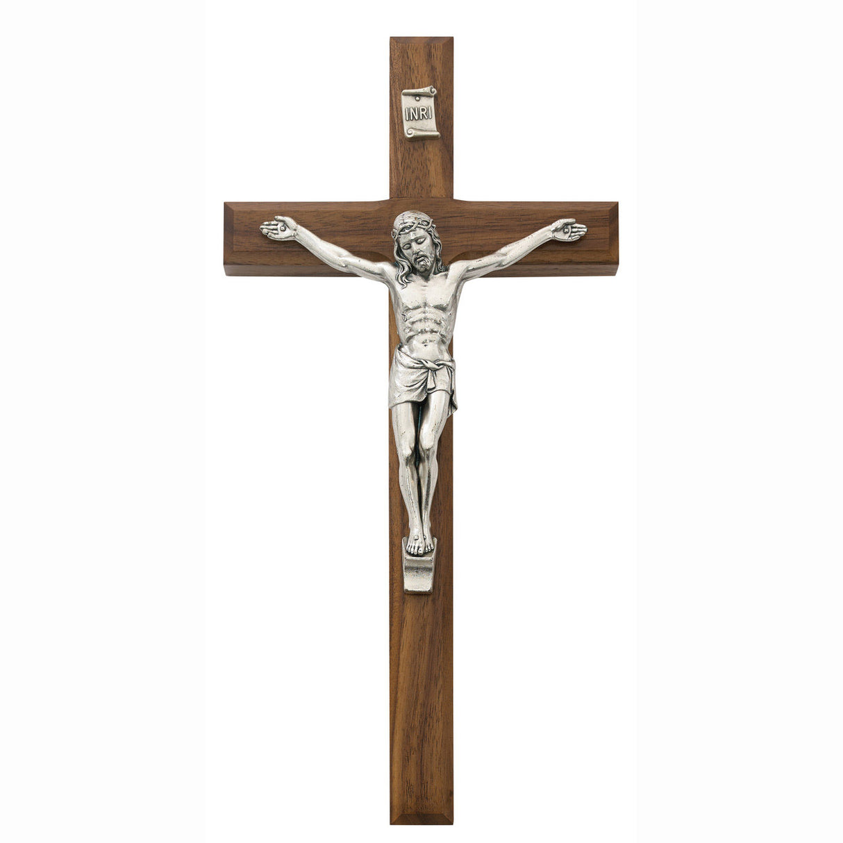 10 inch Beveled Walnut Crucifix - no. 80-04