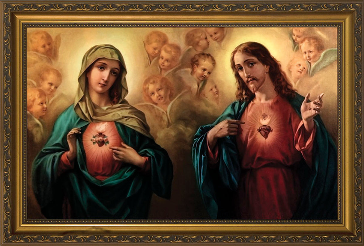 Sacred and Immaculate Hearts Framed Art