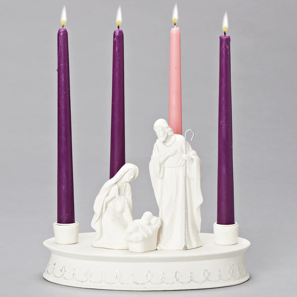 White Porcelain Nativity Advent Wreath