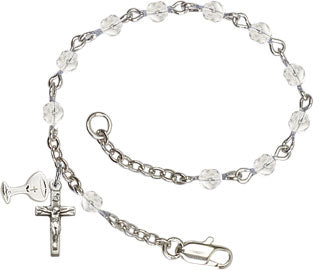 4mm Clear Crystal Communion Rosary Bracelet RB0034