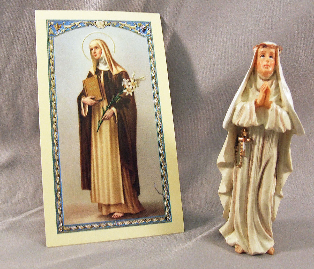 St Catherine 3.75 inch boxed figure and holy card