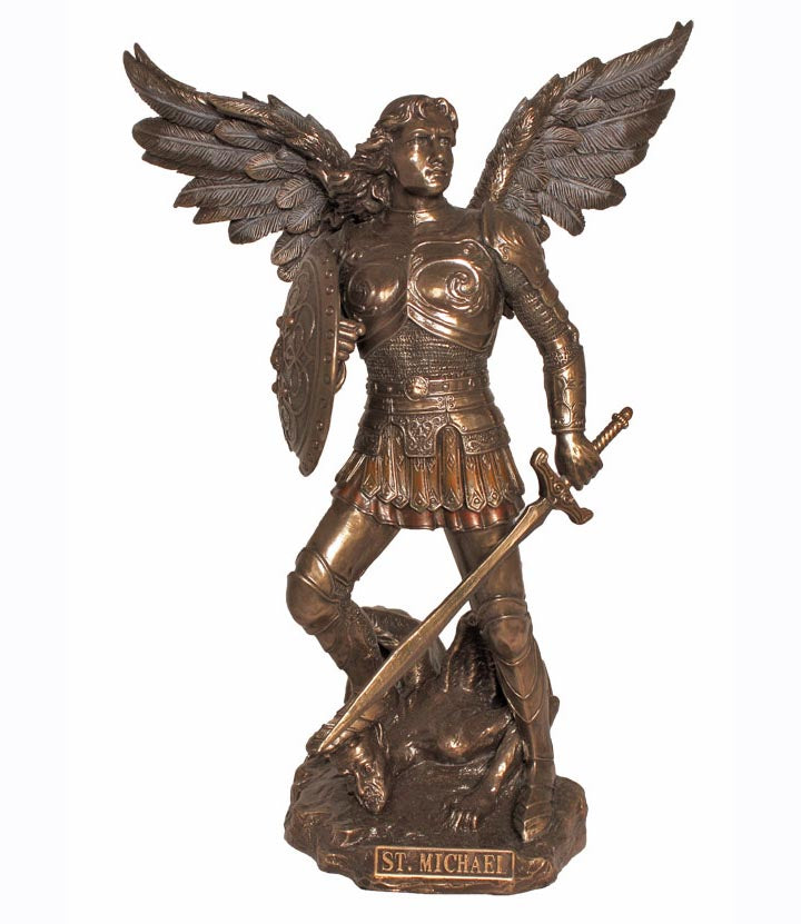 Saint Michael the Archangel Statue in Cold-cast Bronze - 9 inches tall