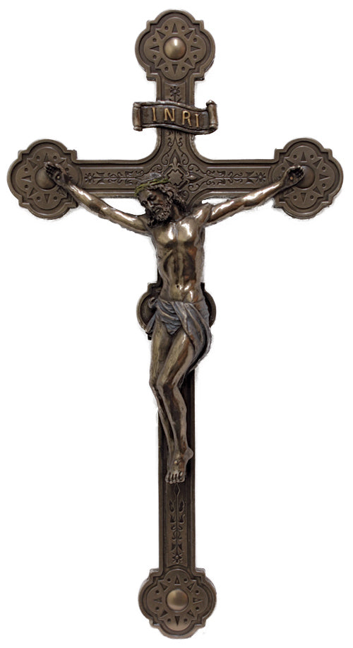 14 inch Ornate Crucifix in Cold-cast Bronze by Veronese Statuary