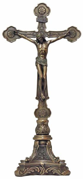 13 inch Standing Crucifix in Cold-cast Bronze