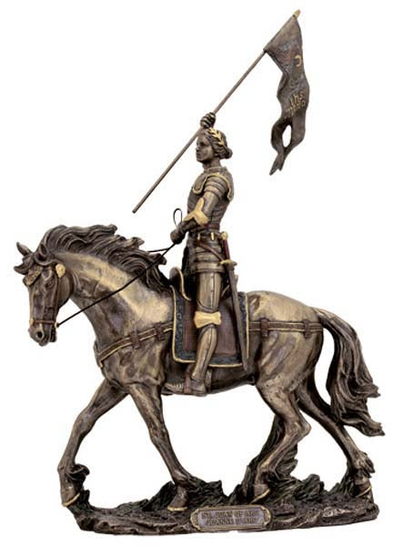 Saint Joan of Arc on Horse Statue in Cold-cast Bronze