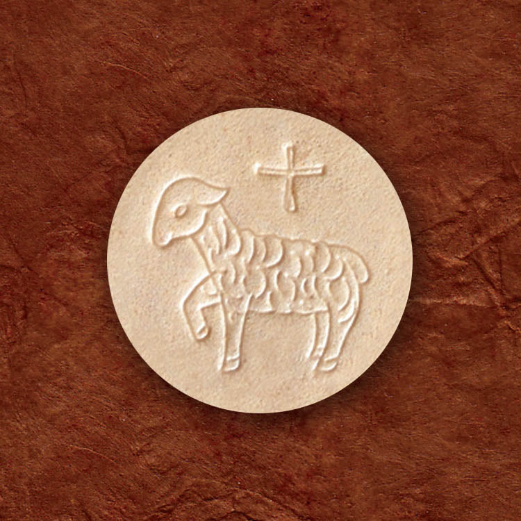1-3/8 inch Whole Wheat Altar Bread with Lamb Design - 750 host Container