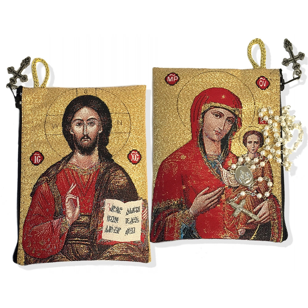 Virgin Of Smolensk & Christ The Teacher Icon Pouch