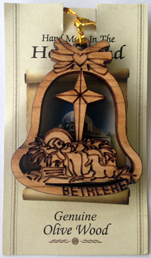Olive Wood Bab in the Manger Ornament