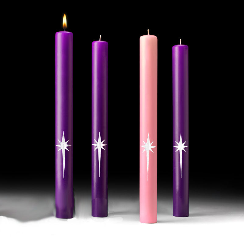 Star of the Magi 1-1/2 x 16" 51% Beeswax Advent Candle Set - no. 82301160
