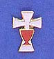 Enameled Cross with Chalice Lapel Pin