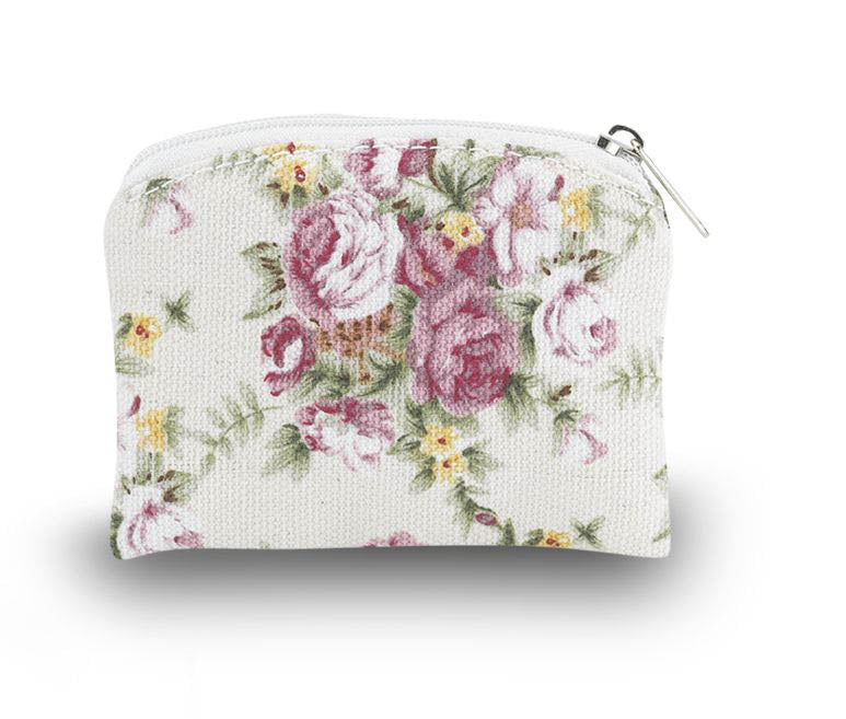 Pink Rose Brocade Rosary Case