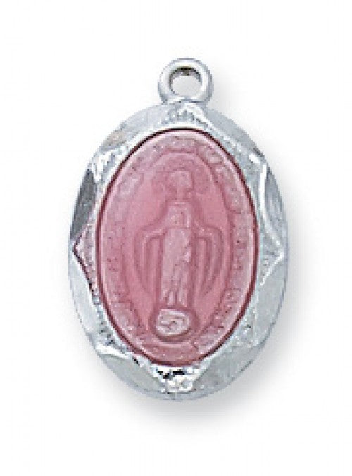 Small MIraculous Medal with Pink Enameling- no. L1203MIP
