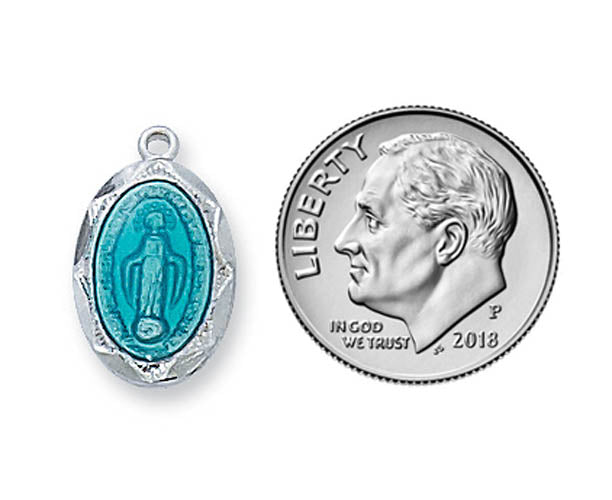 Small MIraculous Medal with Blue Enameling- L1203MIB