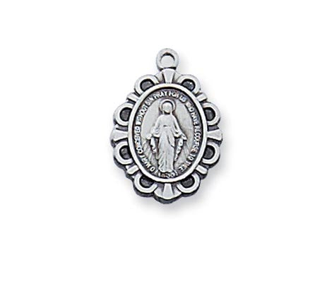 Scalloped Edge Miraculous Medal in Sterling Silver - no. L588