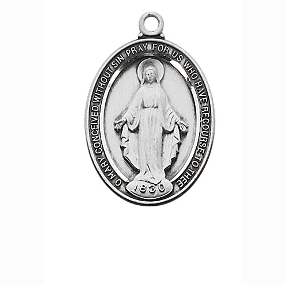 Sterling Miraculous Medal Pendant with 1820 date