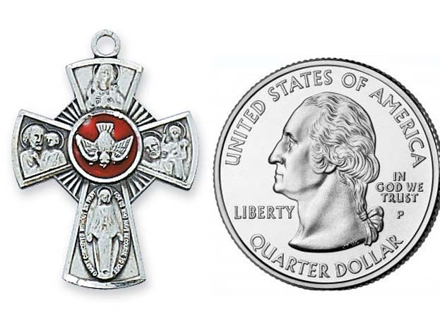 Red Enameled Four Way Cross - no. L609E