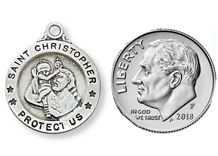 Round Sterling SIlver St Christopher Pendant no. L700CH