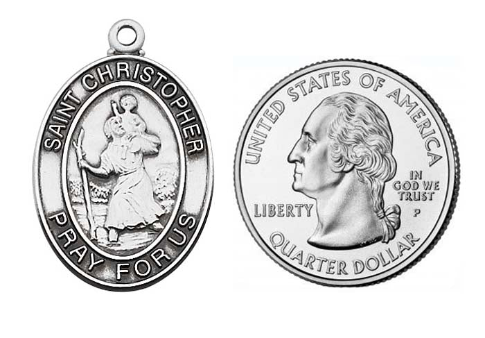 Oval Sterling Silver St Christopher Medal no. L684CH