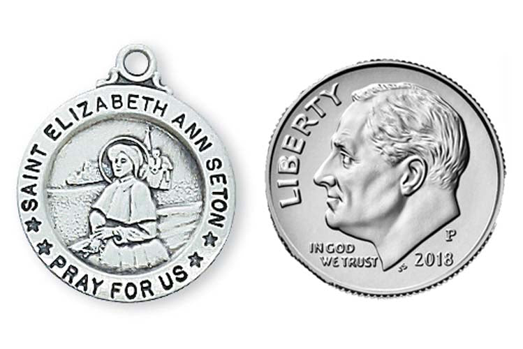 Small Round St Elizabeth Ann Seton Medal in SIlver no. L700EAS
