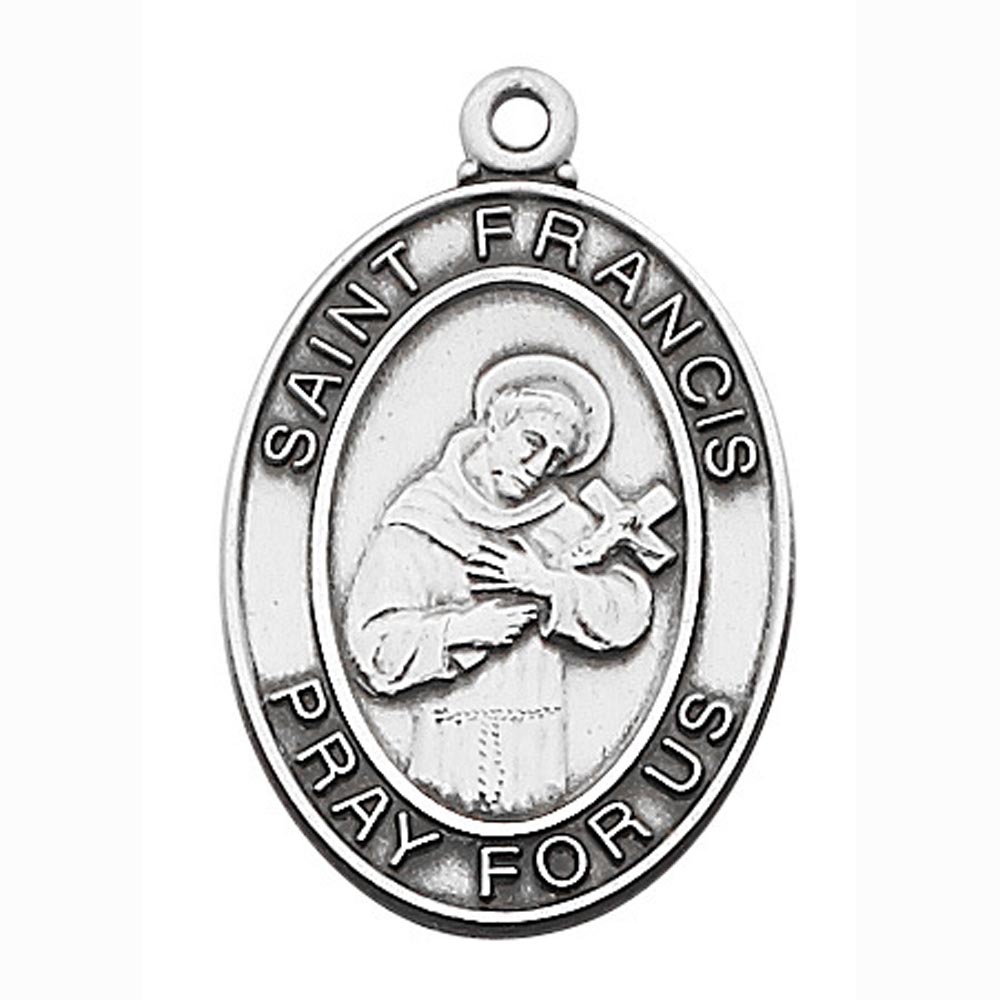 Oval St Francis of Assisi Pendant in Silver no. L684FR