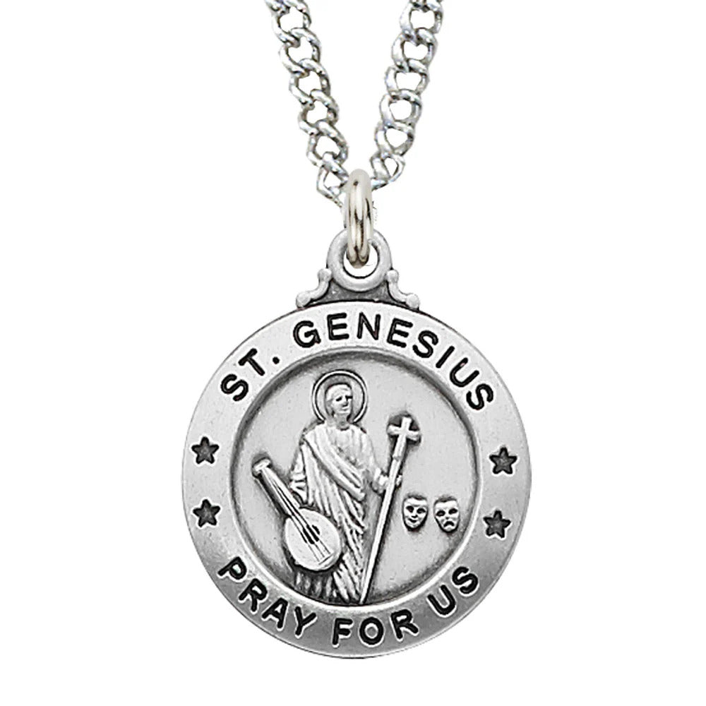 St Genesius Sterling Medal on Chain L600GN