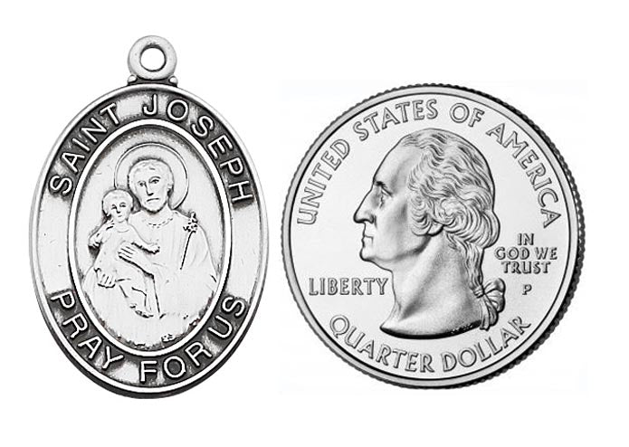 Oval St Joseph Silver Medal on 20" Chain no. L684JS