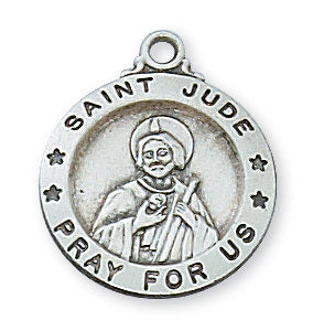Small Round St Jude Silver Necklace L700JU