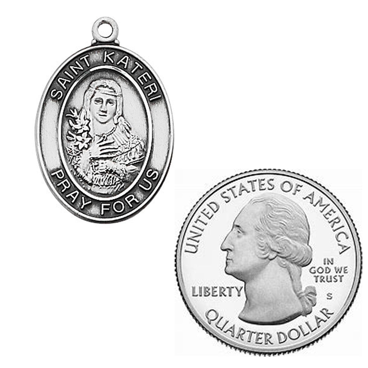 Sterling St Kateri Medal on 18" Chain L683KT