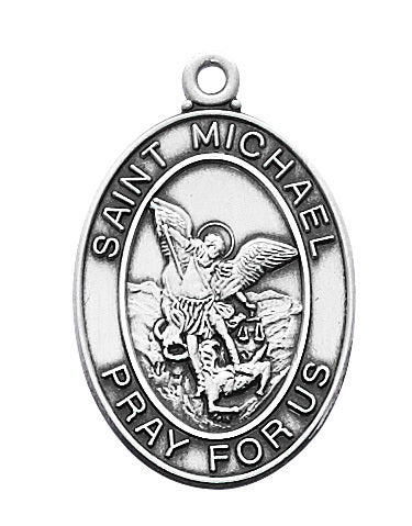 Oval Sterling Silver St Michael Medal no. L684MK
