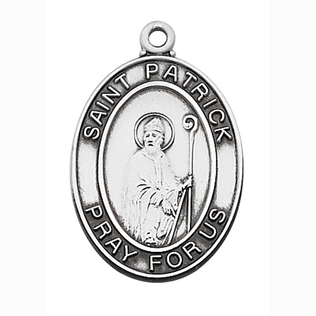 1 inch Oval Sterling Silver St Patrick Medal with Chain L684PT