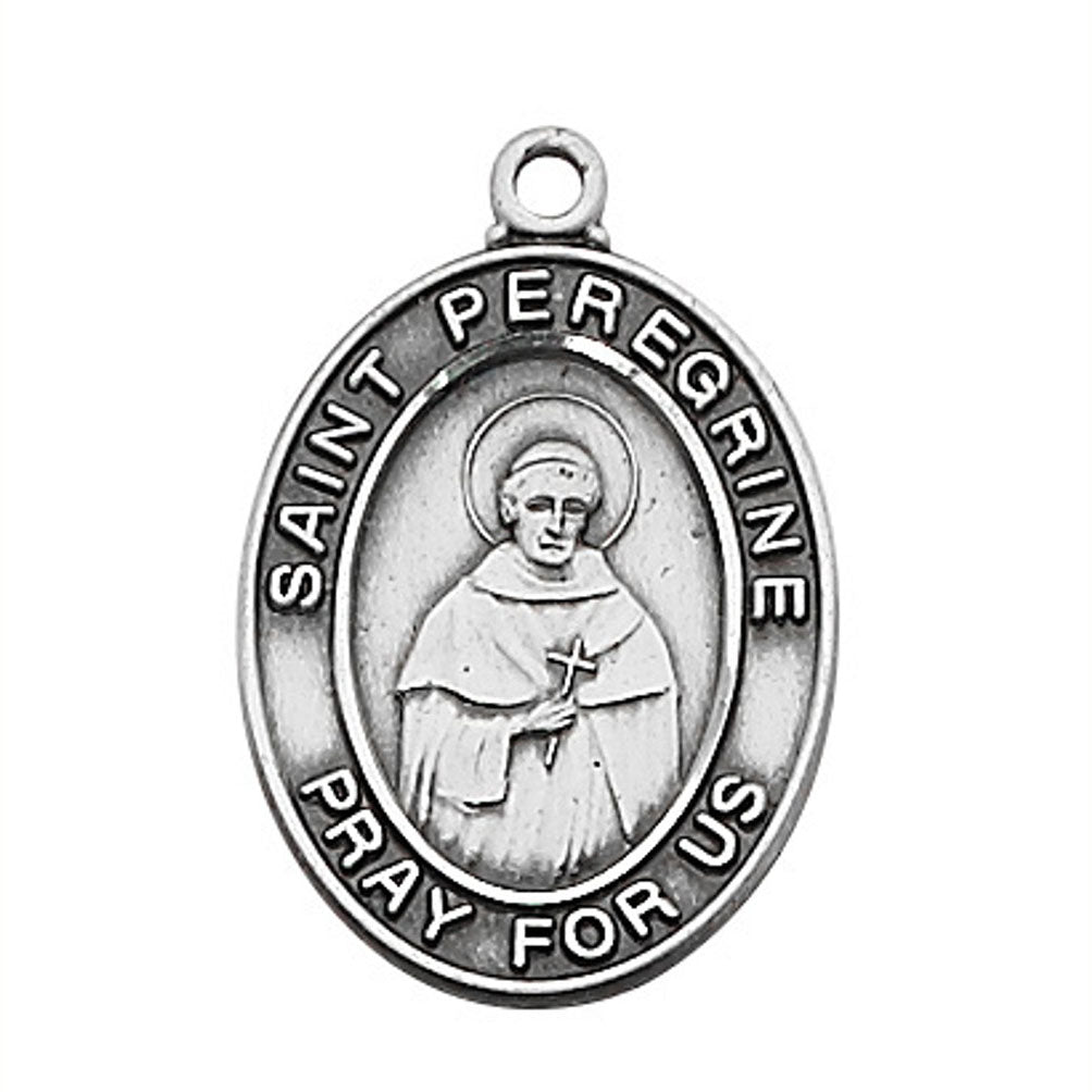 St Peregrine Oval Sterling Silver Necklace L683PE