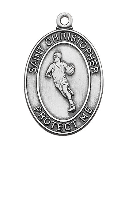 Sterling SIlver Boys Oval Basketball Medal no. L675BK