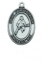 Sterling Silver Boys Oval LaCrosse Medal on 24" chain L675LC
