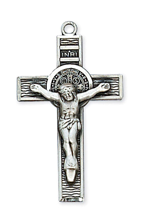 Sterling St. Benedict Crucifix Necklace L9121