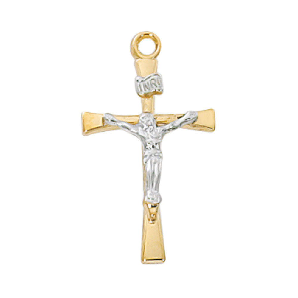 Gold over Sterling Tu-Tone 1 inch Crucifix JT9119